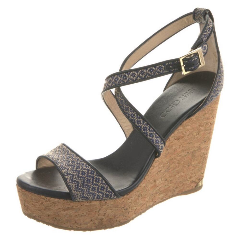 JIMMY CHOO Women Platform Wedge Sandals Canvas Size EU 41 EUC